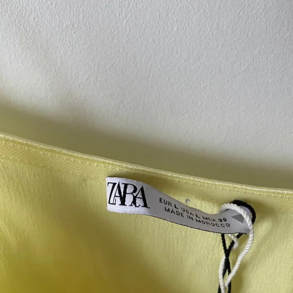 Zara Satin Effect Mini  Dress Light Yellow Size Large NWOT - Picture 7 of 7